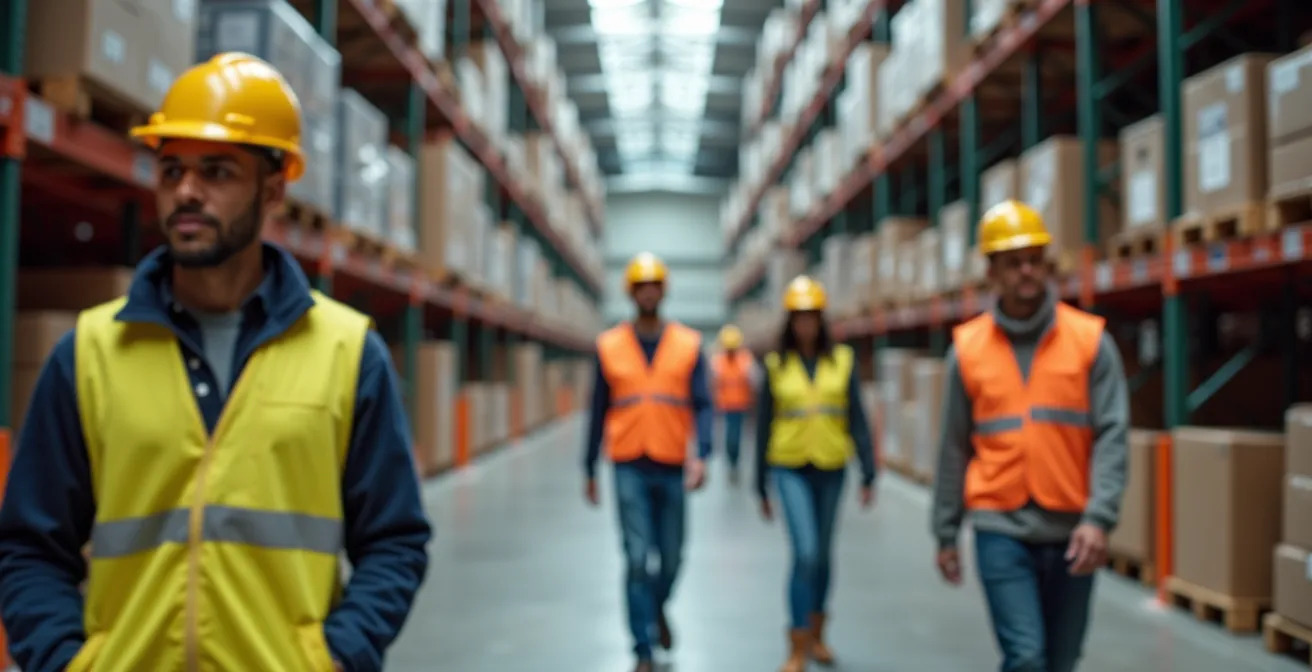 Drukke logistieke hub met werknemers en moderne faciliteiten