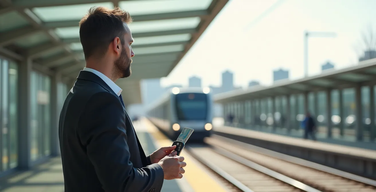 Park & Ride parkeerplaats aan de rand van Belgische stad met openbaar vervoer verbinding