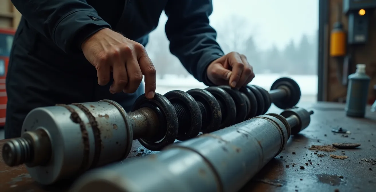 Detailopname van winterse schroefset onderhoud